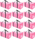 12 Pack Extra Large Moving Bags with Zippers & Carrying Handles, Heavy-Duty Storage Tote for Space Saving Moving Storage, Fold Flat, Alternative to Box and Bin,Pink