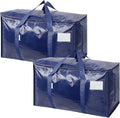 TICONN 2 Pack Extra Large Moving Bags with Zippers & Carrying Handles, Heavy-Duty Storage Tote Moving Boxes for Space Saving (2 Pack, Navy)