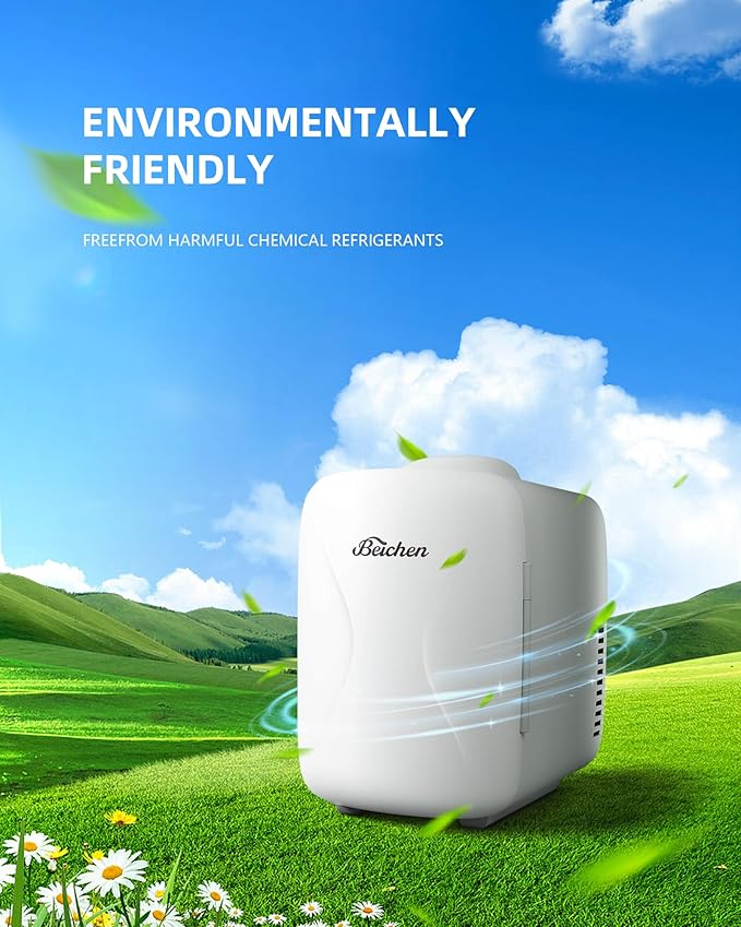 Mini Fridge [Upgrade], Small Fridge Rapid Cooling 4 Liter/6 Cans Skincare Fridge, Cooler and Warmer Refrigerators for Bedroom, Cosmetics, Office and Car (White)