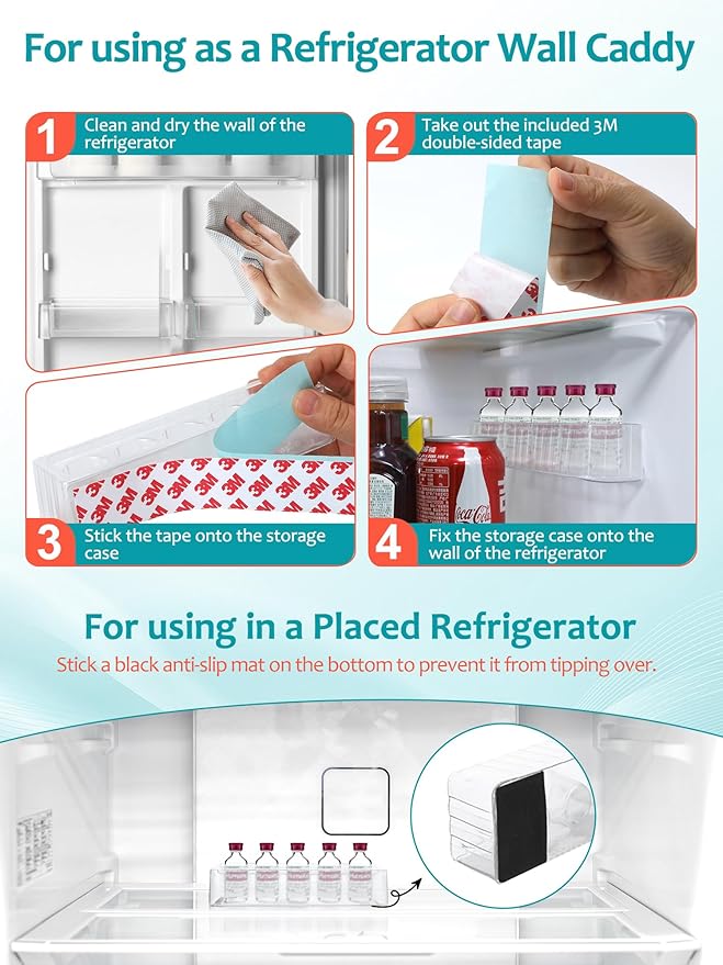 Leng Ke Insulin Refrigerator Storage Caddy - 10ml Peptide Vial Protective Holder for Fridge Wall, Compatible with U-100 Vials 24mm (0.94 Inches) Diameter (2pcs)
