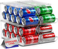 Sorbus Soda Can Organizer for Refrigerator - Stackable Can Holder Dispenser with Lid for Fridge, Pantry, Freezer – Holds 9 Cans Each, BPA-Free, Clear Design, Drink Organizer for Fridge (4-Pack)