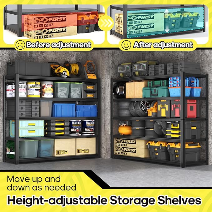 5 Tier Adjustable Metal Shelving Storage Rack,Storage Shelves,59.8" Wx24 Dx76.6 H Garage Shelving Heavy Duty,Industrial Shelving Unit for Basement,Warehouse,Garage Organization.3 Pack