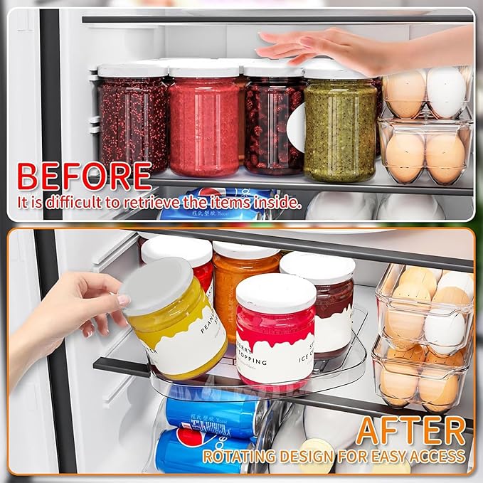 Yieach Clear Refrigerator Lazy Susan Turntable,11.9''x10.2'',Square Fridge Turntable Organizer,Large Rotating Fridge Tray for Kitchen,Countertop,Pantry,Cabinet,Jars and Condiment Organizer,Pack of 1