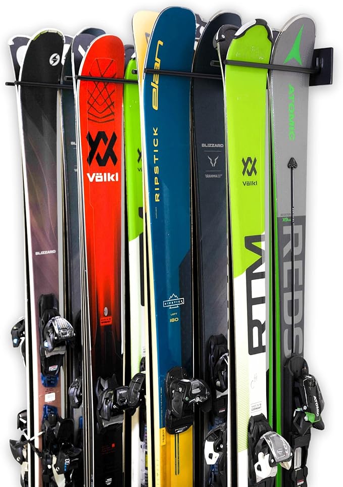 StoreYourBoard Ski Rack Wall Mount – Heavy-Duty Steel Ski Wall Mount Holds Up to 16 Pairs of Skis, Space-Saving Ski Rack for Garage, Home, or Cabin – Durable Wall Storage Organizer - Holds Up to 200lb
