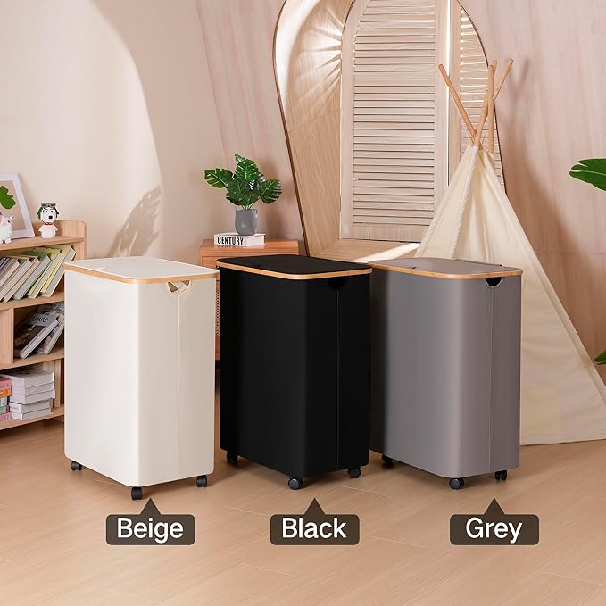 Lagre Laundry Basket with Wheels, Laundry Hamper with Lid, 160L Clothes Hamper for Laundry with 3 Liner Bags, for Laundry Room, Bedroom, Dormitory Organization,Black