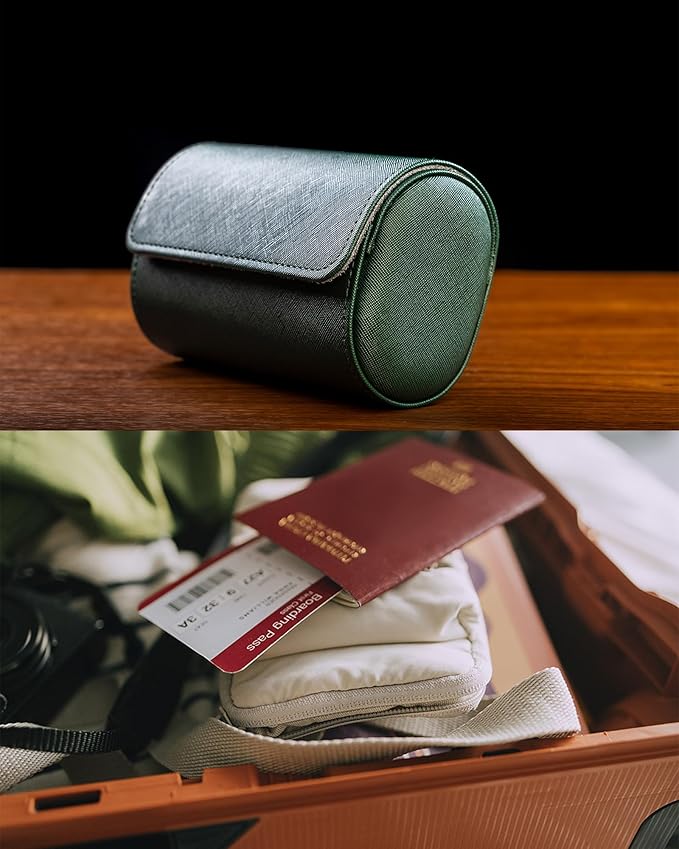 MR.OKAY 2 Watch Travel Case -Premium Leather With Perfect Texture.(Watch Carrying Or Organizer For Storage And Display). Mens for Handcrafted by Craftsmen.
