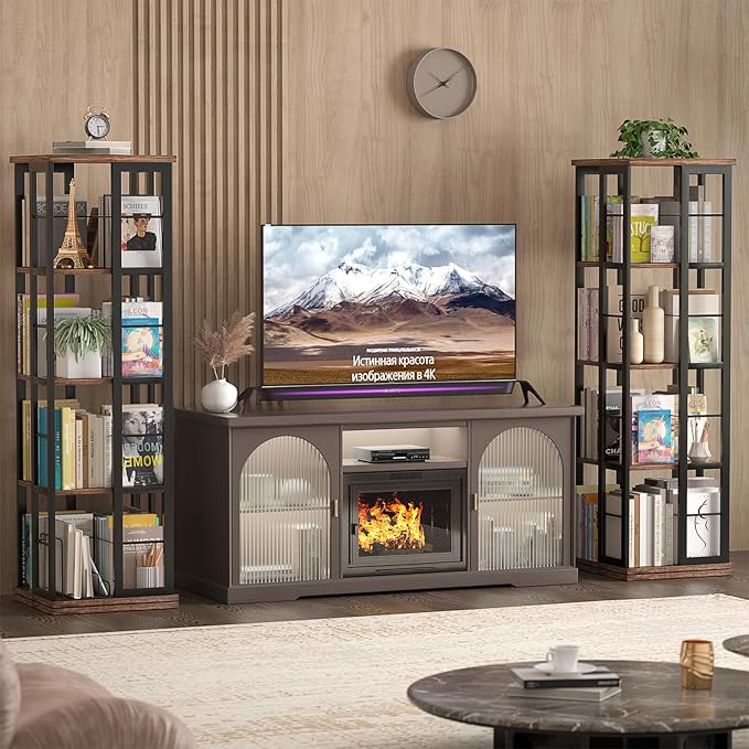 Aheaplus Rotating Bookshelf, Corner Bookshelf, 360 Display Wood Spinning Bookshelfs, Floor Standing Bookcase Narrow Shelf Revolving Organizer Storage Rack for Small Space, Bedroom, Study Room