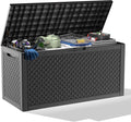 100 Gallon Large Deck Box,Resin Outdoor Storage Box with Lockable for Patio Furniture, Pool Accessories, Garden Tools Waterproof Outside Storage Box, Black Lozenge