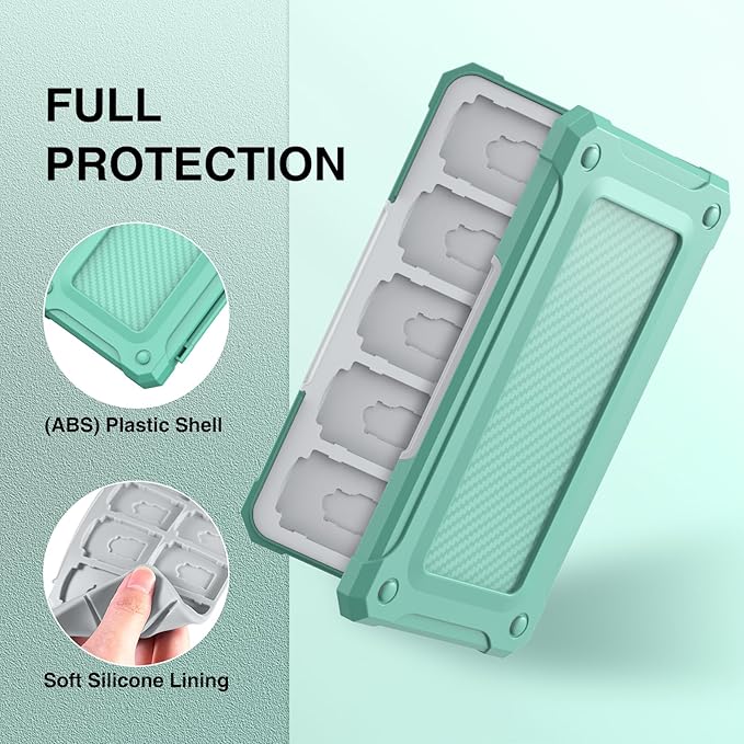 HEIYING Memory Card Case for SD/TF Cards,Portable SD Card Holder Storage Case Compatible with 20 SDXC SDHC and 20 TF Cards Slots