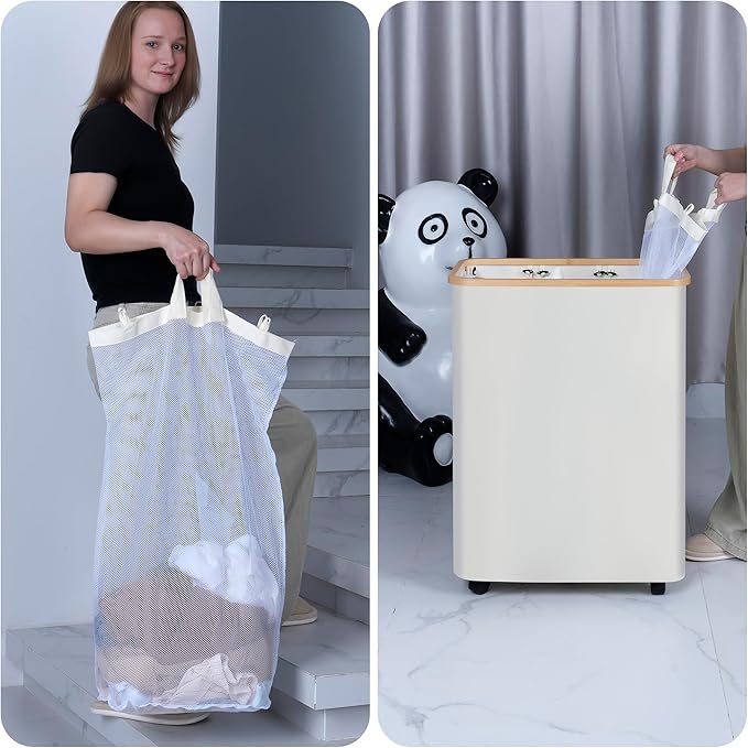 Lagre Laundry Basket with Wheels, Laundry Hamper with Lid, 160L Clothes Hamper for Laundry with 3 Liner Bags, for Laundry Room, Bedroom, Dormitory Organization,Black