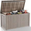 EasyUp 180 Gallon Outdoor Deck Box Waterproof, UV Resistant Resin Outdoor Storage Box with Hydraulic Rod for Delivery, Porch, Patio and Garden, Gray