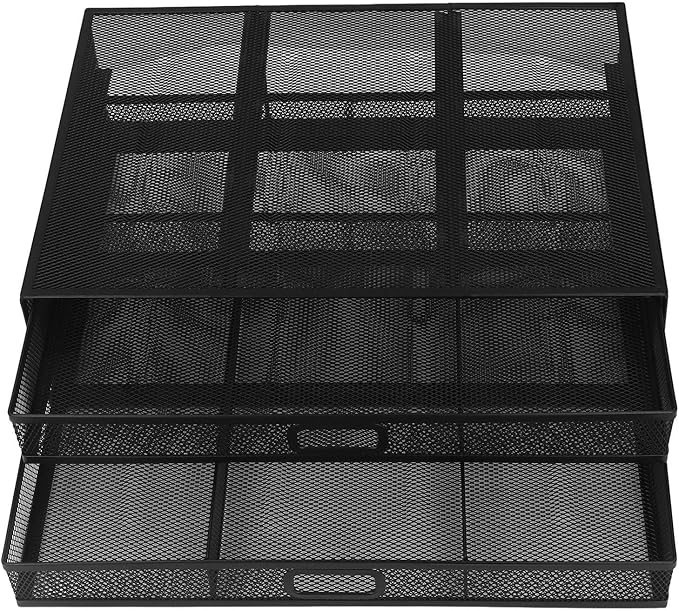 Pilipane Monitor Stand Riser with Drawer Large Storage Space Anti Slip Rubber Pad Metal Mesh Monitor Riser for Office Household