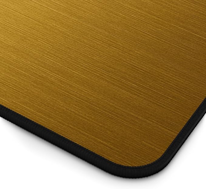 Brushed Metal Texture Desk Mat - Extended Mouse Pad & Desk Pad, Neoprene Surface, Non-Slip Rubber Base, Stitched Edges, Desk Protector for Keyboard & Mouse (Gold, 12x18)