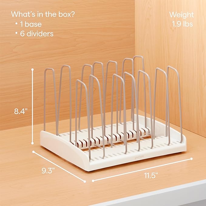 YouCopia StoreMore Cookware Rack with Tall Steel Wires, Adjustable Pan and Lid Organizer for Kitchen Cabinet Storage, Classic Edition