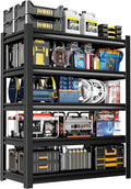 36" W Garage Shelving,5-Tier Heavy Duty Shelving Unit,3000LBS Adjustable Metal Storage Shelves,Storage Rack Units for Industrie,Shed,Warehouse,Basement,Black,36" W x 16" D x 72" H