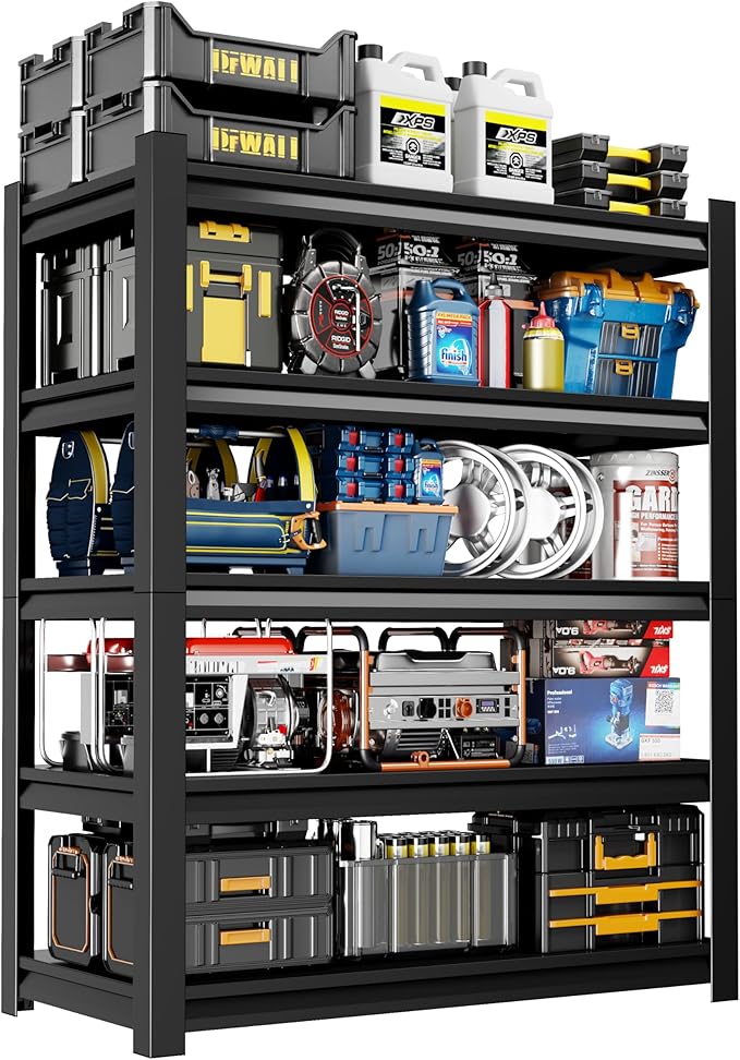 36" W Garage Shelving,5-Tier Heavy Duty Shelving Unit,3000LBS Adjustable Metal Storage Shelves,Storage Rack Units for Industrie,Shed,Warehouse,Basement,Black,36" W x 16" D x 72" H
