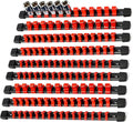 Socket Organizer Drive ABS Tools - Red Socket Holder, Premium Quality 9 Pieces Socket Holders Kit 1/4-Inch x 48 Clips, 3/8-Inch x 45 Clips, 1/2-Inch x 36 Clips
