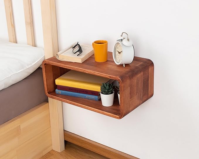 Floating Nightstand Wooden, Bedside Table, Nightstand Shelf, Handmade, Wall Mounted Bedside Shelf, Minimalist and Unique Style (Paris)