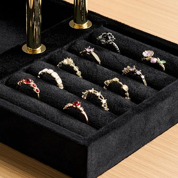 Bracelet Holder Jewelry Organizer Display - 3 Tier T Bar Velvet Stand, Black Jewelry Storage for Bracelet, Necklaces, Earrings, Watches