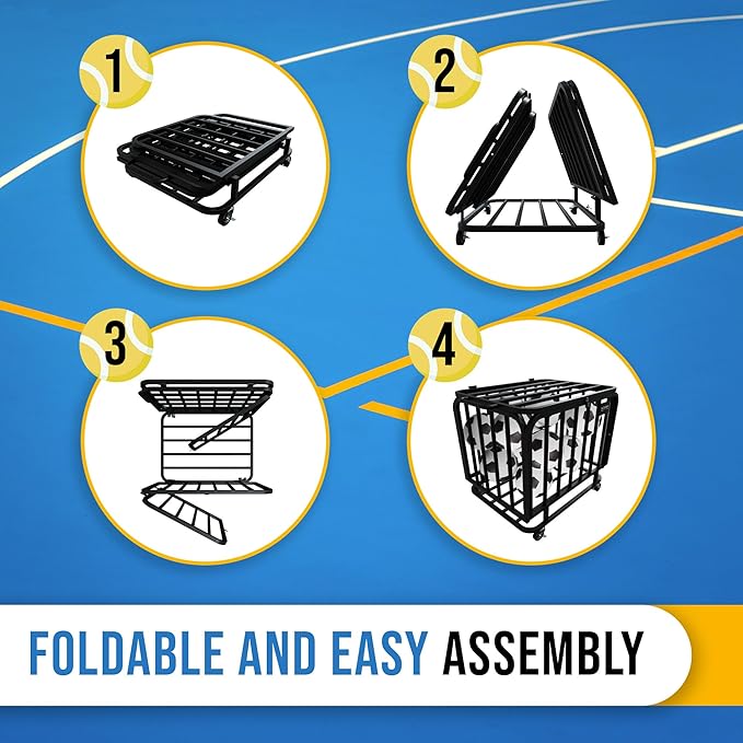 Ball Cart - Basketball Cart with Wheels, Ball Cage Garage Sports Equipment Organizer, Metal Rolling Multi Sports Ball Storage for Gym, Lockable Lid, Indoor and Outdoor.