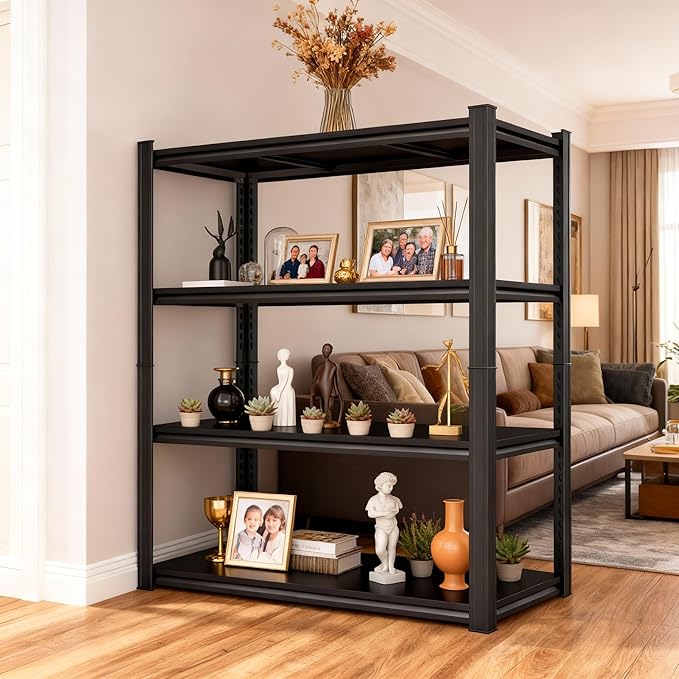 Garage Storage Shelves,5 Tier Shelving Unit, 40 inch Wide, 18” Deep, 78” Tall Organizer Metal Shelf for Basement/Laundry/Pantry Heavy Duty, Adjustable,Easy to Install (4Tier-45.3"WX15.7"DX54.3"H)
