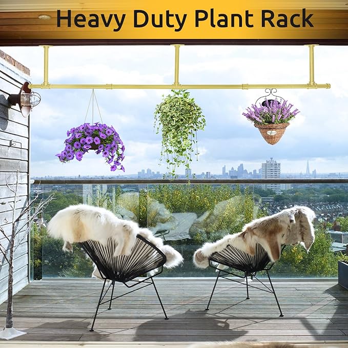 72inch Industrial Pipe Clothes Garment Rack Ceiling Mount For Hanging Rod Bar for Laundry Room Up to Max Load 135Lb