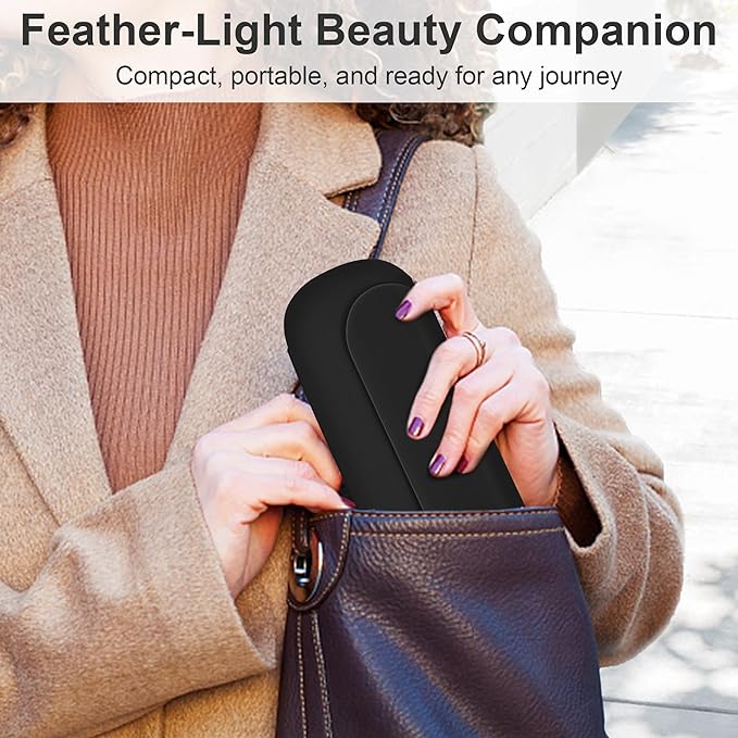 Silicone Travel Makeup Brush Holder for Women with Magnetic Closure and Built-in Brush Cleaner, Washable Cosmetic Organizer, Gift-Ready Pouch, Black
