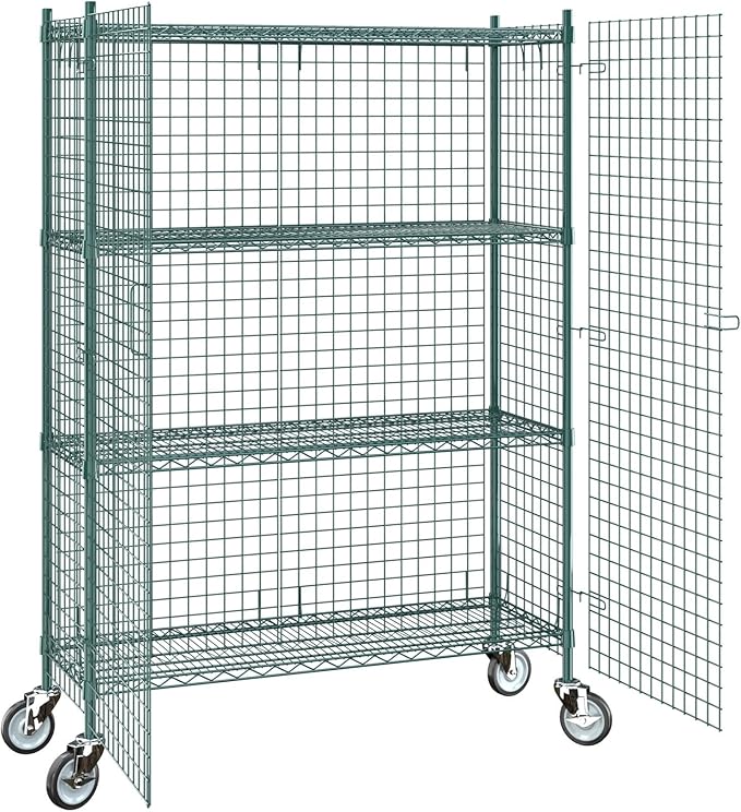 18"x48"x70" Metal Wire Green Security Heavy Duty Commercial NSF Certified Storage Unit | Mobile Wire Security Cage Kit