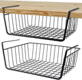 Undershelf Storage Basket Under Shelf Wire Basket Household Metal Under Shelf Hanging Storage Bin Basket Slides Under Shelves for Storage Space Saving for Kitchen Pantry Bookshelf (Medium, 2 PCS)