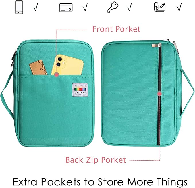 JAKAGO 220 Slots Colored Pencil Case Large Capacity Pen Holder for Artist Painter Zipper Organizer Bag for Marker Highlighter Storage Case for Office Sketch Travel Supplies (Green)