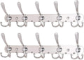 Dseap Wall Mounted Coat Rack - 5 Tri Hooks, Heavy Duty, Stainless Steel, Metal Coat Hook Rail for Coat Hat Towel Purse Robes Mudroom Bathroom Entryway (Chromed, 2 Packs)
