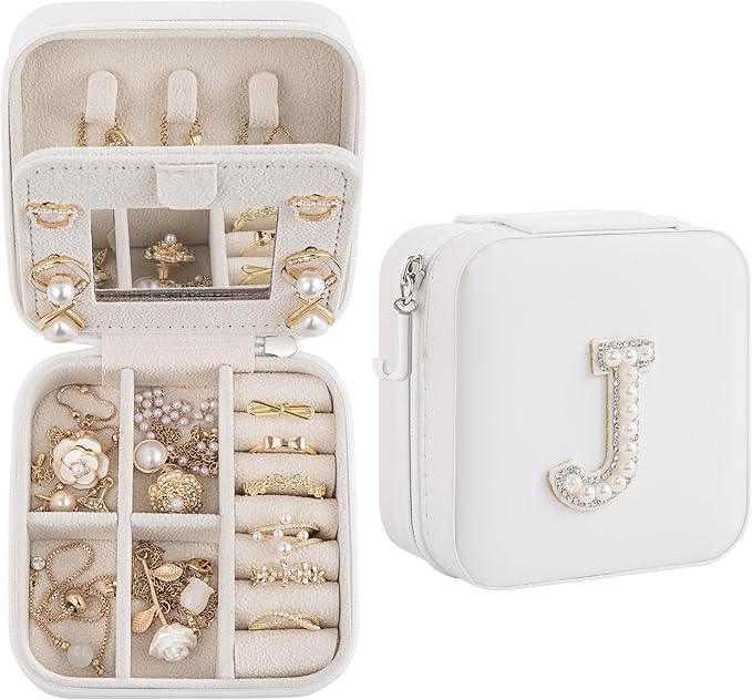 Birthday Gifts for Women, Initial Jewelry Box and Case for Travel, Perfect for Wife, Girlfriend, or Graduation Gift