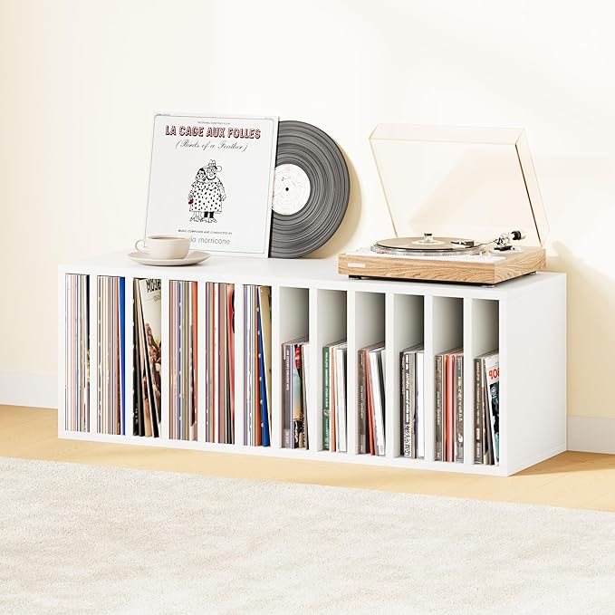 IOTXY DIY Modular Cube Bookcase - CubeXY Customizable Stackable Expandable Basic Shelving Units, 12-Cube Wooden Open Bookshelf with Removable Shelves for Vinyl Record Storage Organizer, White