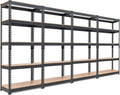 HOMEDANT 5 Tier Storage Shelves Adjustable Laminated Boltless Garage Metal Shelving Unit Heavy Duty Utility Rack Shelf Warehouse Pantry Closet Kitchen (4, (S) 28" W, Black)