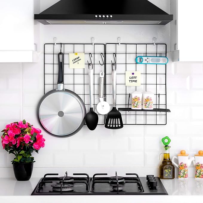 ODOXIA 3-Pack Wire Wall Grid Panel | Photo Grid Wall Decor | Metal Board for Hanging Pictures | Black Wire Organizer for Home, Office & Kitchen | Panel for Display & Storage