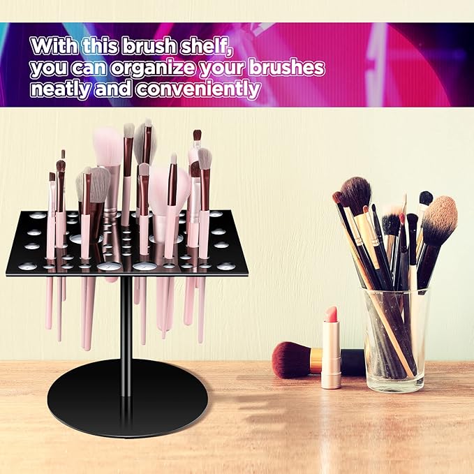 Jetec Acrylic & Silicone Drying Rack for 54 Makeup Brushes, Collapsible, Portable