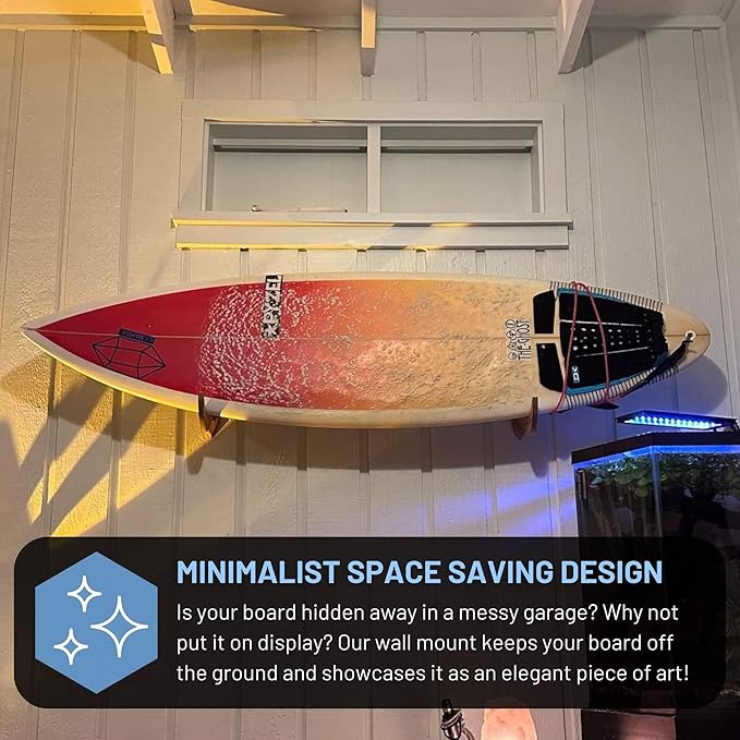 Hang 11 Surfboard Wall Mount - Surf Board Wall Hangers, Surfboard Mount, Beautiful Sustainable Wooden Rack, Perfect to Display Your Board, Surf Racks, Horizontal Hanger, Surfing Accessories