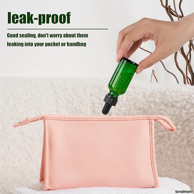 48 Pcs, 1oz Glass Dropper Bottle, Leakproof Tincture Bottles with Dropper, Green Reusable Eye Dropper Bottle for All Kinds of Liquids (Green, 1oz-48pcs)