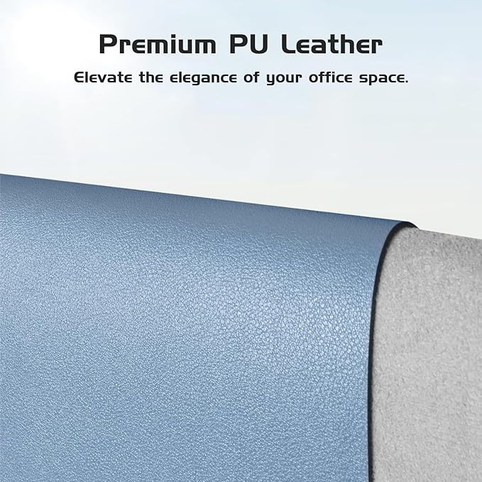 Aothia Leather Desk Pad Protector, Office Desk Mat, Large Mouse Pad, Laptop Desk Pad, Non-Slip PU Leather Desk Blotter, Waterproof Desk Writing Pad for Office and Home (Denim Blue, 55" x 17")