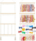 Dahey Headband Holder Bow Organizer for Girls Hair Bows Macrame Bow Holder Hair Accessories Hanger Necklace Display with 30 Hooks Wall Hanging Over Door Organizer Boho Nursery Decor for Baby's Room