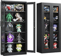 Metal Storage Cabinet with Lock and Glass Doors,Glass Display Cabinet,Black Storage Cabinets,Locking Curio Cabinets with 5 Shelves for Collectibles,Home,Office,Living Room