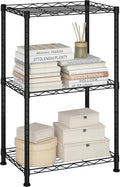 HOMEFORT Storage Shelves, 3-Wire Shelving, Metal Shelving Unit Adjustable Storage Shelves Rack for Kitchen, Pantry, Bathroom, Black, 15.7" W x 11.6" D x 30" H