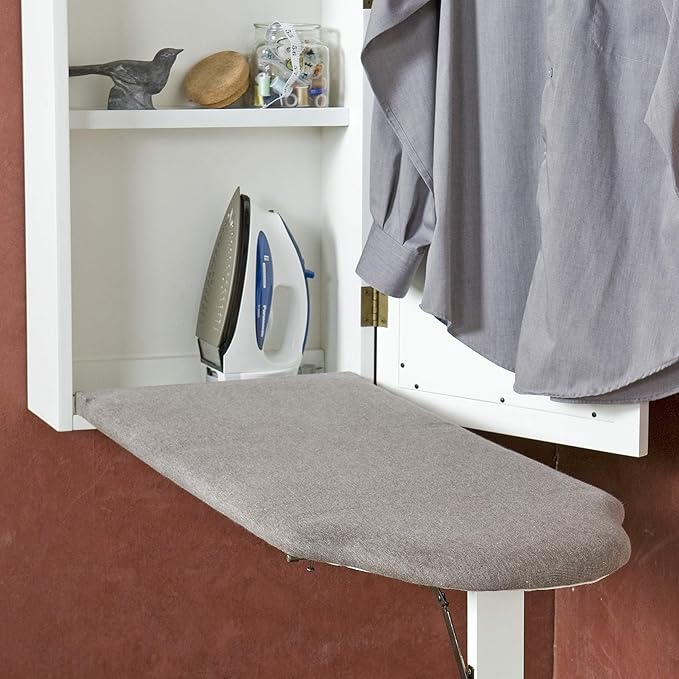 SEI Furniture Wall Mount Fold Out Ironing Center, White, 16 W x 7 D x 42 H (inches) (HZ3480)