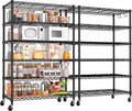 PrimeZone 6 Tier Wire Shelving with Wheels 78''H 1500lbs Storage Shelves NSF Certified Heavy Duty Steel Metal Shelf Adjustable Rolling Rack Kitchen Garage Closet Pantry Laundry 78''HX36''WX18''D 2Pcs