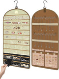 MATEIN Over the Door Jewelry Organizer with Travel Pouch, Double-Sided Hanging Necklace Earring Holder with Pockets, Large Jewelry Storage for Rings Bracelets, Christmas Gifts for Her, Beige-Brown
