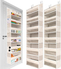 HOMELUX THEORY Over The Door Organizer Hanging - 50lbs Load 6 Large Front & 12 Side Pockets, 2 Pack Over The Door Shoe Organizer, Hanging Closet Organizer For Toys, Diaper - Sewing Organizers (Ivory)