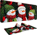 Three Snowmen Gaming Mouse Pad 31.5"x11.8"Desk Mat Anti-Slip Rubber Base & Durable Stitched Edges for Gamers Smooth Mouse Writing Surface for Desk Office/Home
