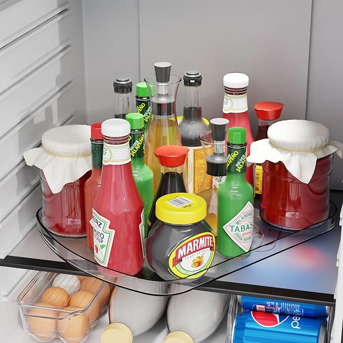 Yieach Clear Refrigerator Lazy Susan Turntable,15.7''x11.8'',Rectangular Fridge Turntable Organizer,Large Rotating Fridge Tray for Kitchen,Countertop,Pantry,Cabinet,Jars and Condiment Organizer,1 Pack