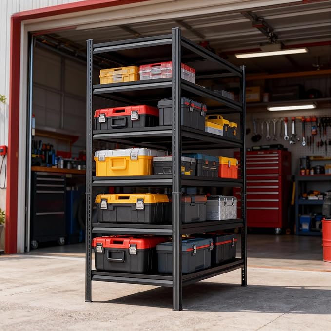 6-Tier Garage Shelves, Metal Shelving Unit, Adjustable Storage Shelves Heavy Duty 36''W*16''D*82''H，Double-Layer Column with Reinforced Ribs Capable of Bearing 3624 Lbs for Garage, Basement, Warehouse