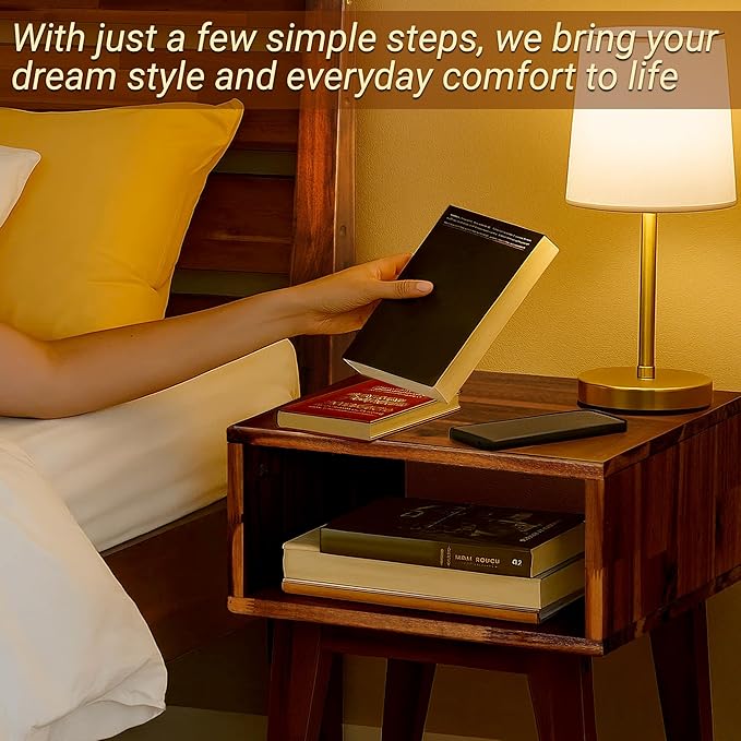 Acacia Serena Nightstand/End Table Solid Wood Bed Side Table for Bedroom Living Room College Dorm (Chocolate)